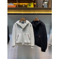 Kiton 가을 겨울 웨이브 텍스처 울 후드 자켓 001-202441