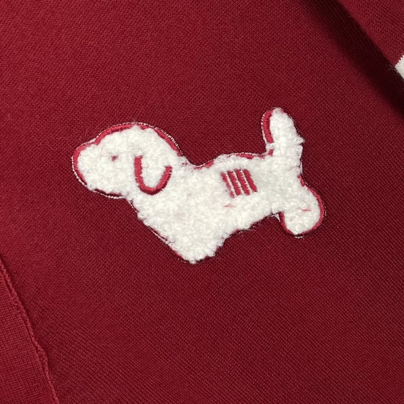 톰브라운 레드 강아지 V 넥 카디건 001-203122