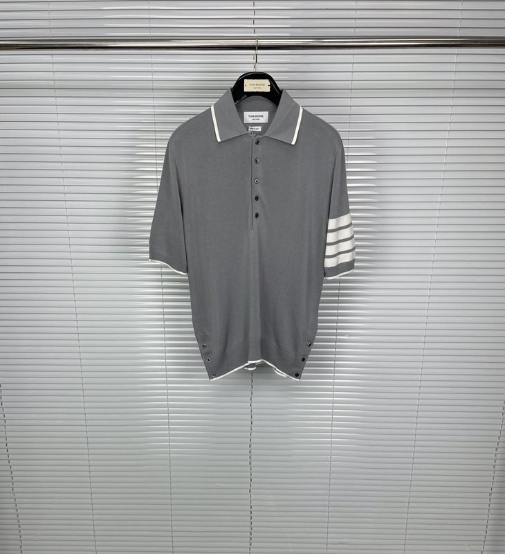톰브라운 실크 혼방 4 바 포로 셔츠 반팔 001-203424