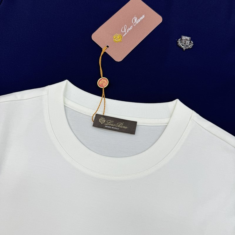 로로피아나 머서라이즈 코튼 반팔 티셔츠 남성용 001-203503