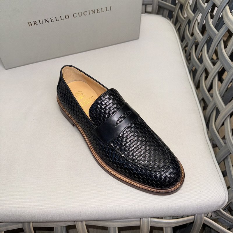 브루넬로 쿠치넬리 가죽 밑창 편직 로퍼 001-203809