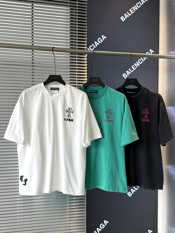 크롬하츠 크로스 패치 자수 여름 반팔 티셔츠 001-204169
