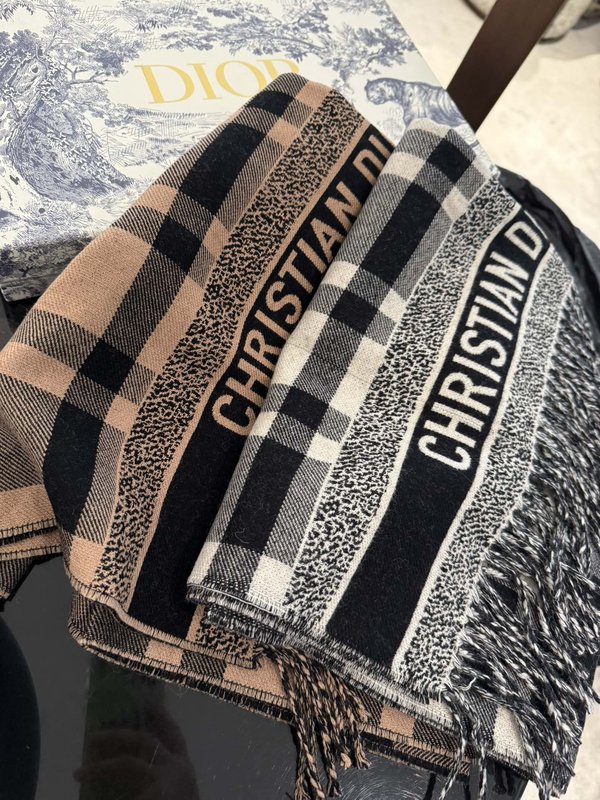 디올 가을 겨울 체크 캐시미어 머플러 유니섹스 001-204525