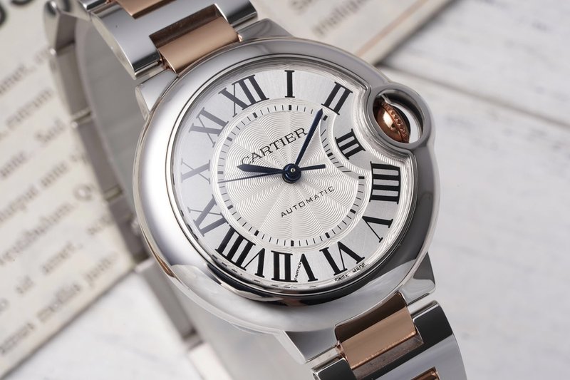 까르띠에 발롱블루 33mm 스테인리스 스틸 시계 001-205444