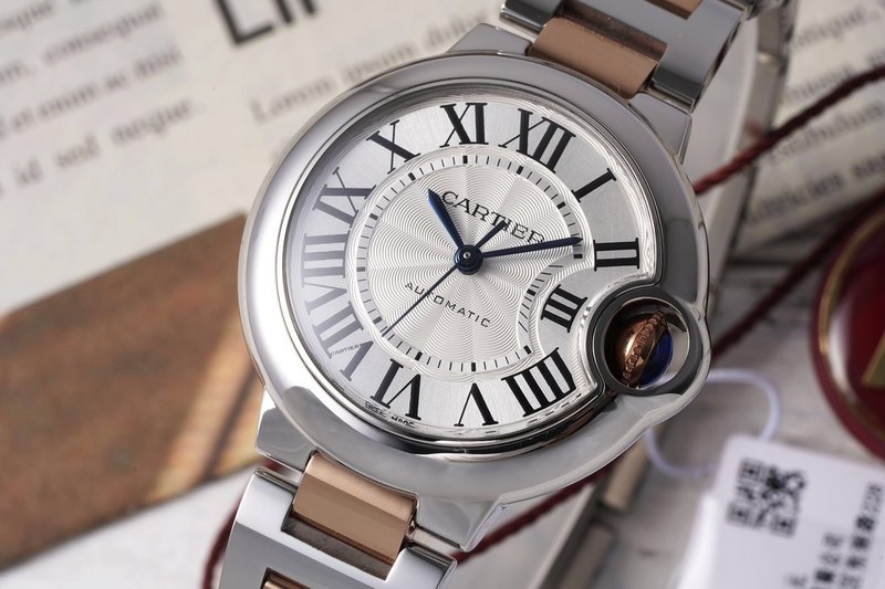 까르띠에 발롱블루 33mm 스테인리스 스틸 시계 001-205444
