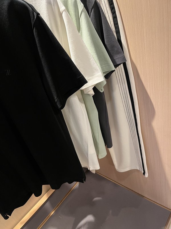 제냐 남성 봄여름 순면 자수 반팔 티셔츠 001-207664
