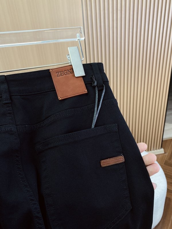 제냐 블랙 슬림 핏 캐주얼 데님 팬츠 001-207711