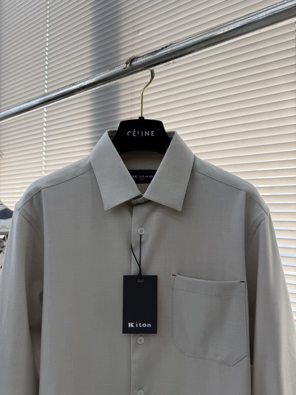 Kiton 남성 텐셀 코튼 라펠 긴팔 셔츠 001-207724