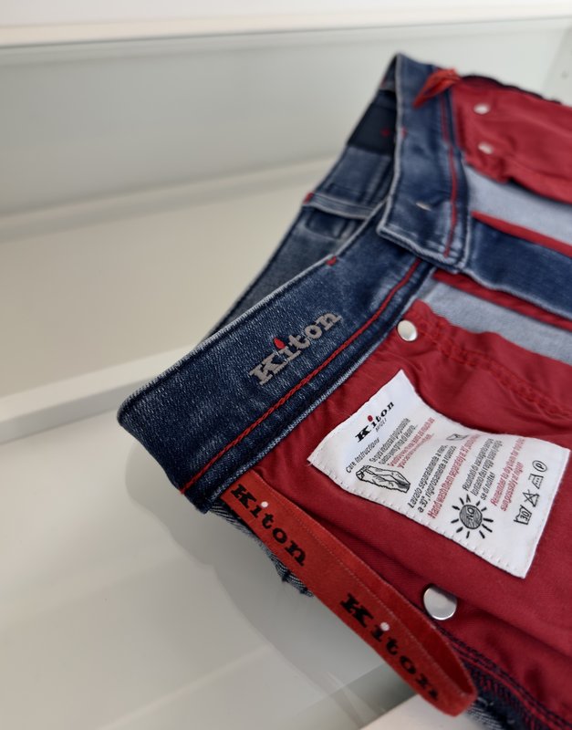 Kiton 남성 블루 워시 스트레이트 진 001-207728