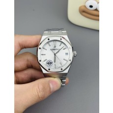 오데마 피게 화이트 다이얼 스틸 오토매틱 시계 001-211695