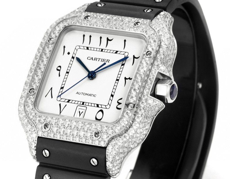 까르띠에 산토스 중동판 테이프 풀다이아몬드 시계 001-212451