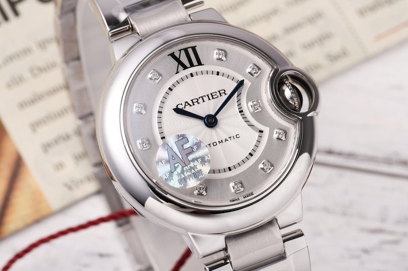까르띠에 발롱 블루 33mm 스테인리스 스틸 시계 001-212568