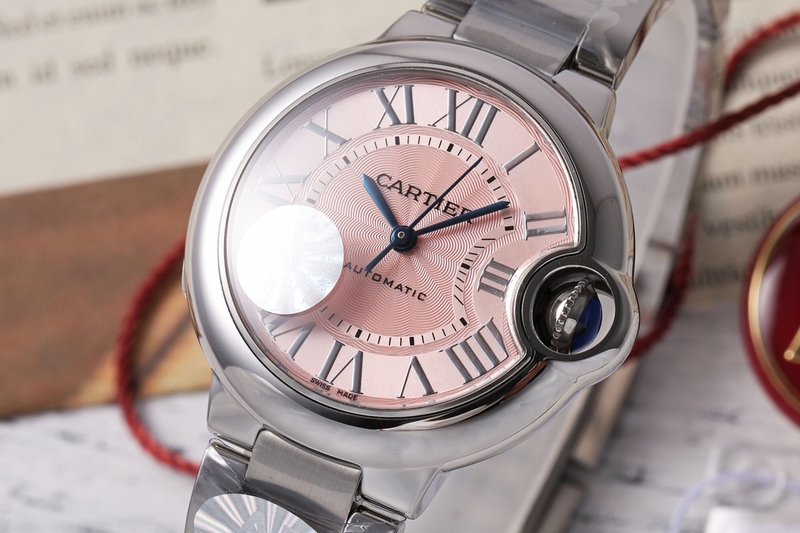 까르띠에 발롱 블루 33mm 스테인리스 스틸 시계 001-212571