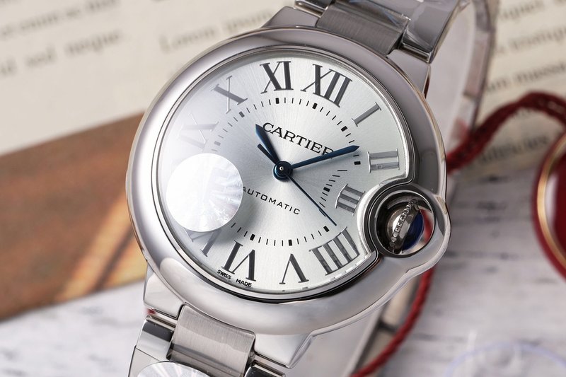 까르띠에 발롱블루 33mm 스테인리스 스틸 시계 001-212572
