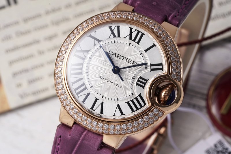 까르띠에 발롱 블루 33mm 스테인리스 스틸 시계 001-212636