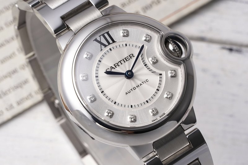 까르띠에 발롱블루 33mm 스테인리스 스틸 시계 001-212640