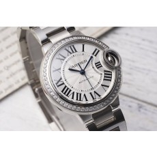 까르띠에 발롱 블루 33mm 스테인리스 스틸 시계 001-212645