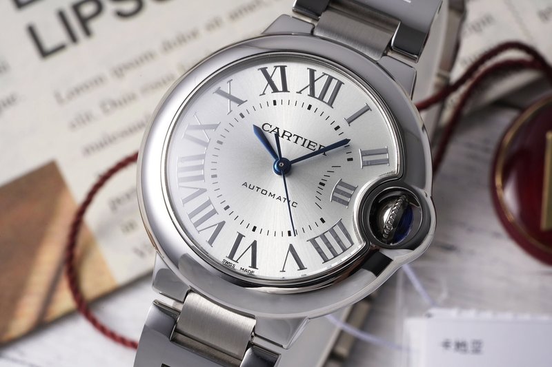 까르띠에 발롱블루 33mm 스테인리스 스틸 시계 001-212647