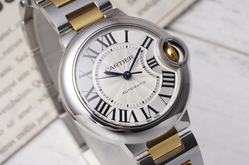 까르띠에 발롱 블루 33mm 스테인리스 스틸 시계 001-212649