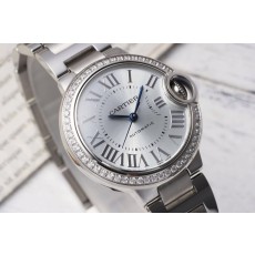까르띠에 발롱블루 33mm 스테인리스 스틸 시계 001-212656