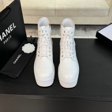 샤넬 가을 겨울 두꺼운 밑창 키높이 양가죽 앵클부츠 001-212962