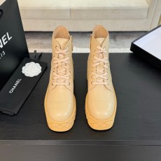 샤넬 가을 겨울 두꺼운 밑창 키높이 양가죽 앵클부츠 001-212964