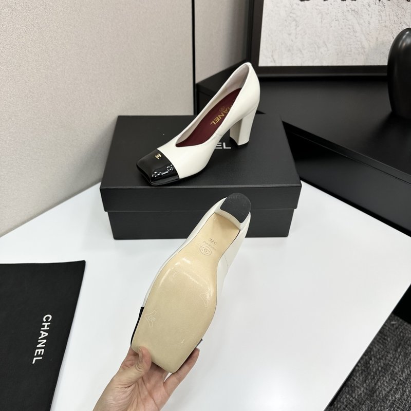 샤넬 스타일 클래식 투톤 굽 하이힐 001-213056