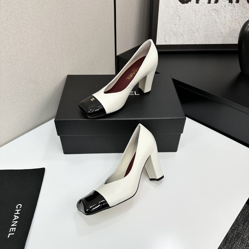 샤넬 스타일 클래식 투톤 굽 하이힐 001-213056