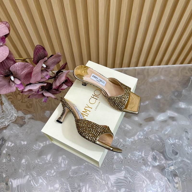 지미추 다이아몬드 진주 하이힐 샌들 001-213243