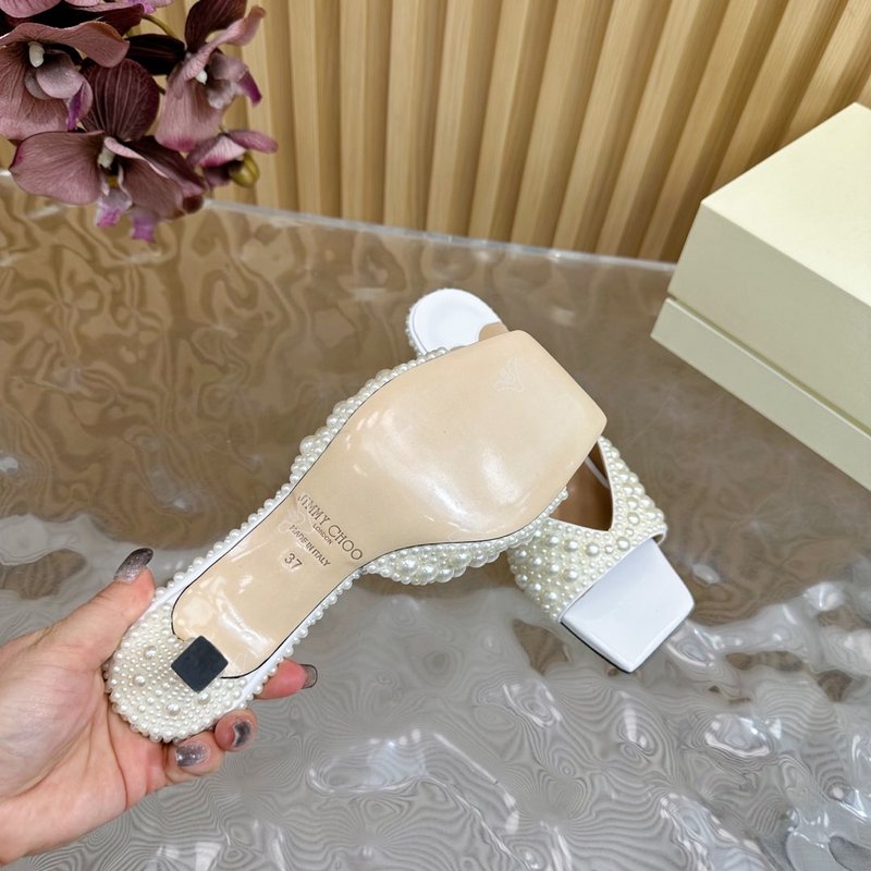 지미추 다이아몬드 진주 하이힐 샌들 001-213370