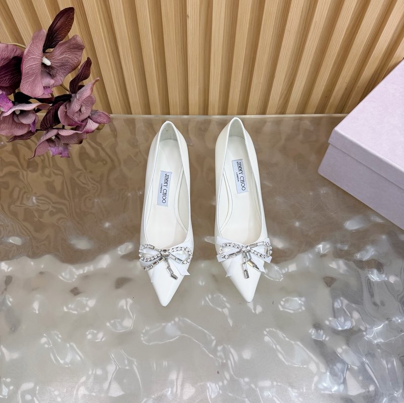 지미추 클래식 라인스톤 리본 하이힐 펌프스 001-213386