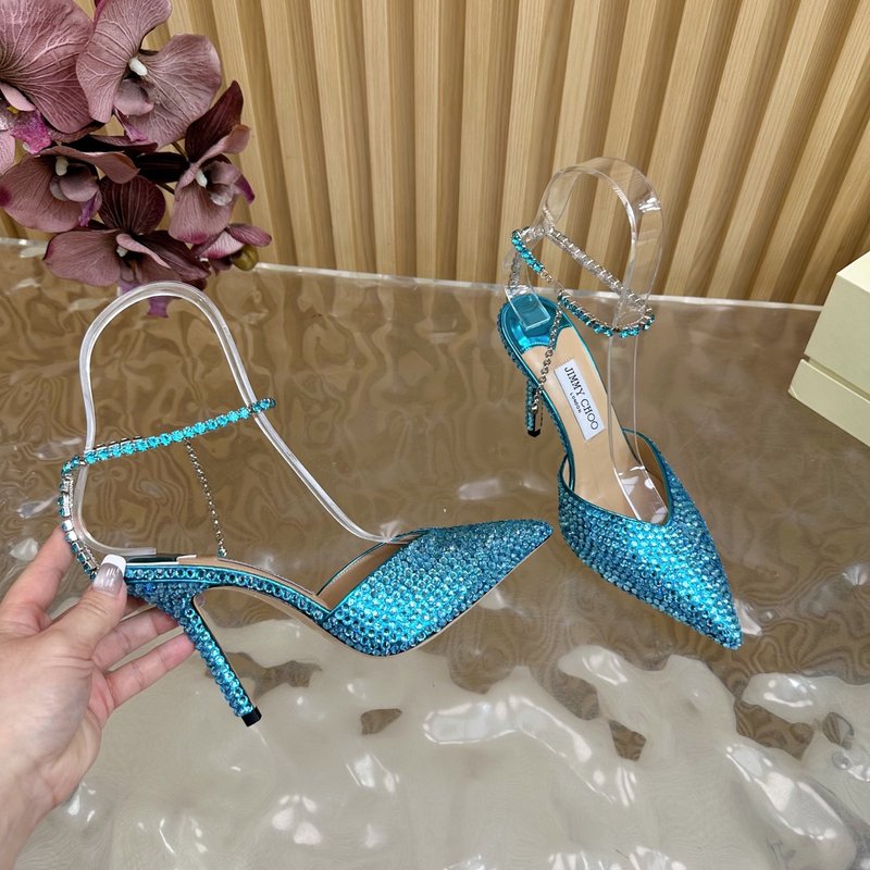 지미추 미러 에나멜 다이아몬드 포인트 힐 샌들 001-213450