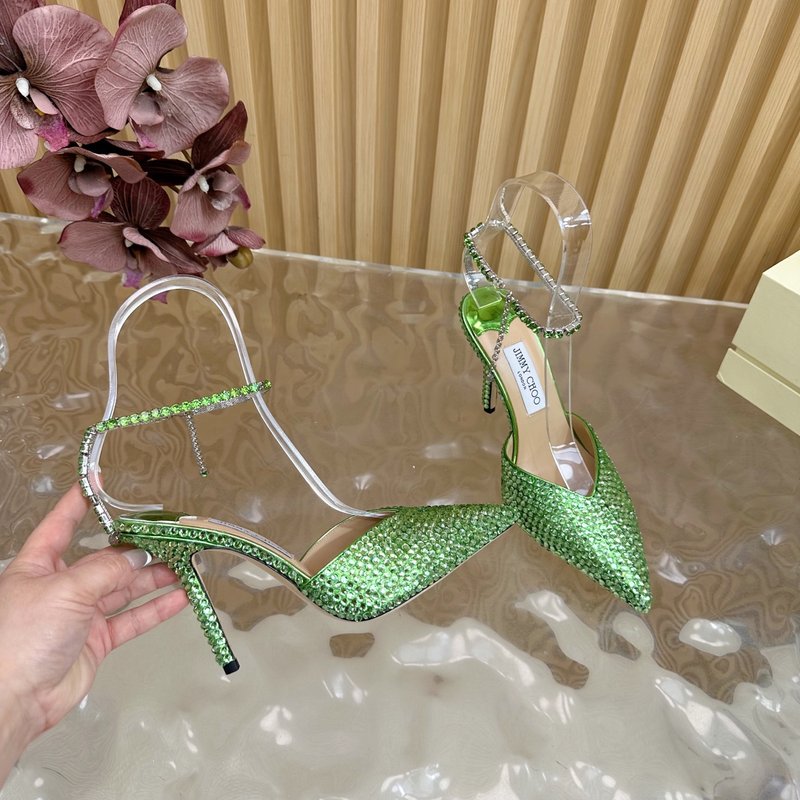 지미추 미러 에나멜 다이아몬드 포인트 힐 샌들 001-213452