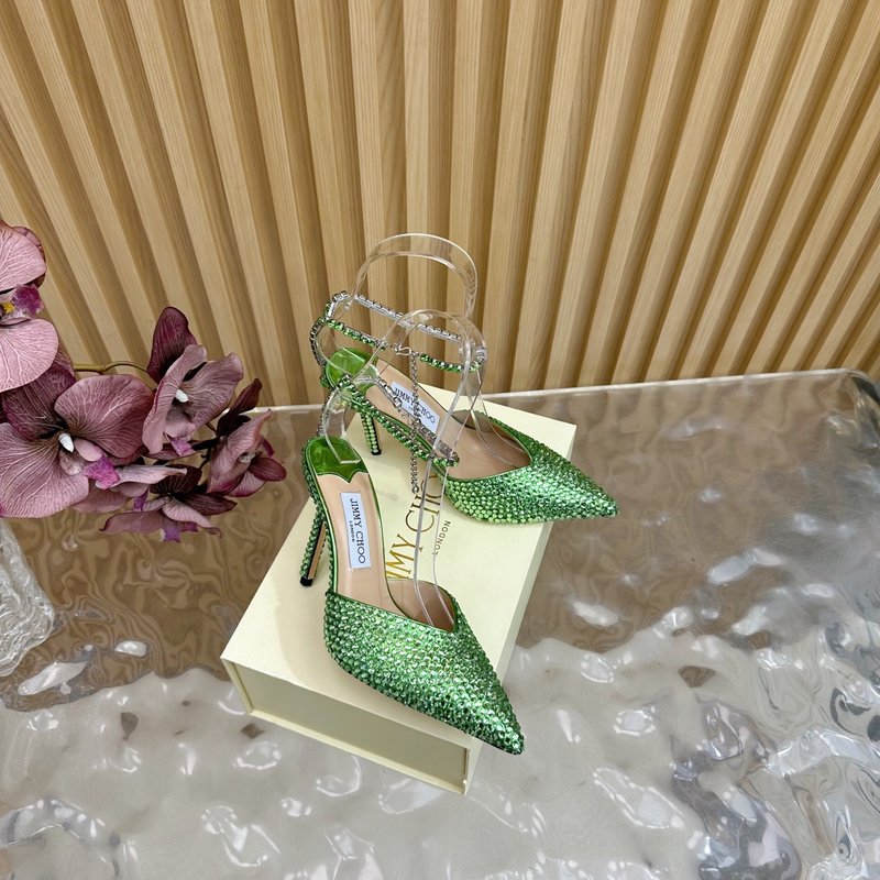 지미추 미러 에나멜 다이아몬드 포인트 힐 샌들 001-213452