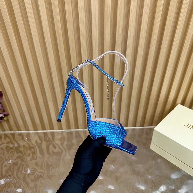 지미추 미러 에나멜 다이아몬드 하이힐 샌들 001-213455