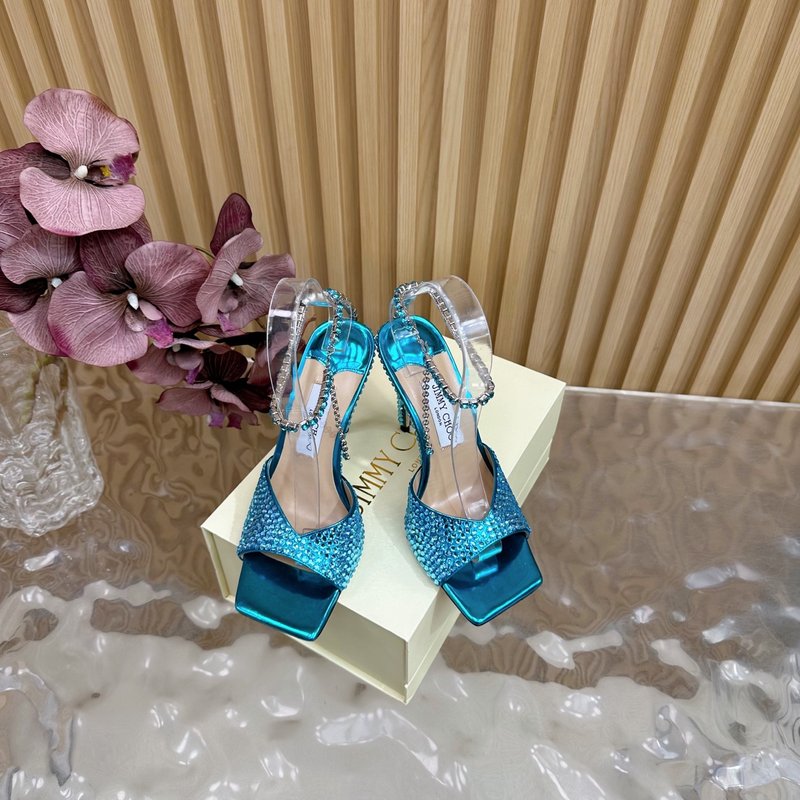 지미추 미러 에나멜 다이아몬드 하이힐 샌들 001-213456