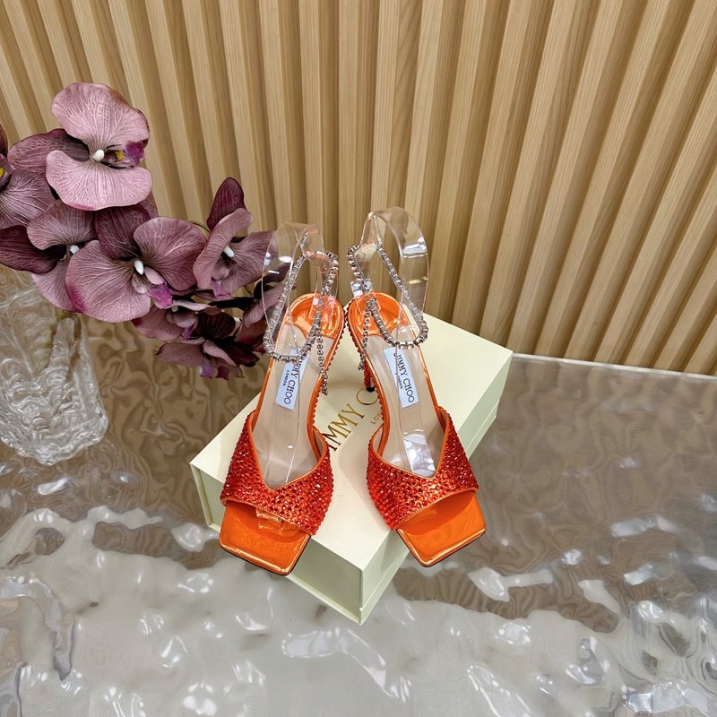 지미추 미러 에나멜 다이아몬드 하이힐 샌들 001-213466