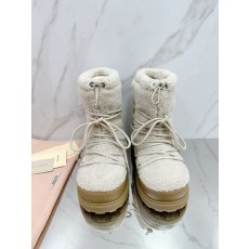 미우미우 로고 나일론 개버딘 두꺼운 밑창 스노우 부츠 001-213525