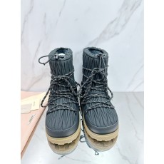 미우미우 로고 나일론 개버딘 두꺼운 밑창 스노우 부츠 001-213526