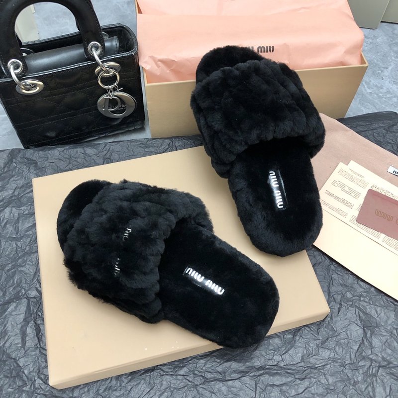 미우미우 가을 겨울 울 슬리퍼 001-213554