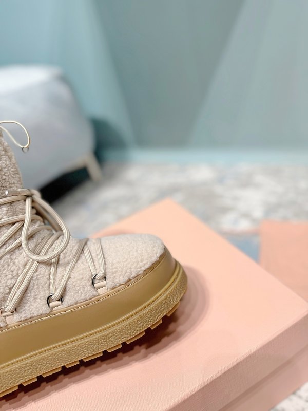 미우미우 로고 나일론 개버딘 두꺼운 밑창 스노우 부츠 001-213560