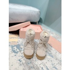미우미우 로고 나일론 개버딘 두꺼운 밑창 스노우 부츠 001-213560