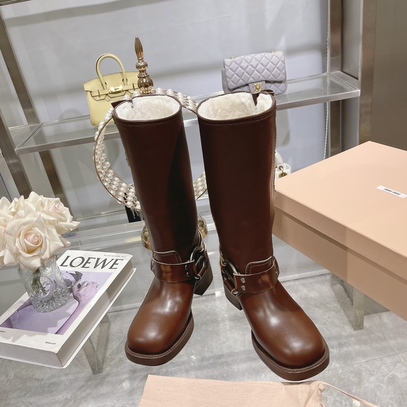 레트로 마블링 소가죽 하이 부츠 001-213668