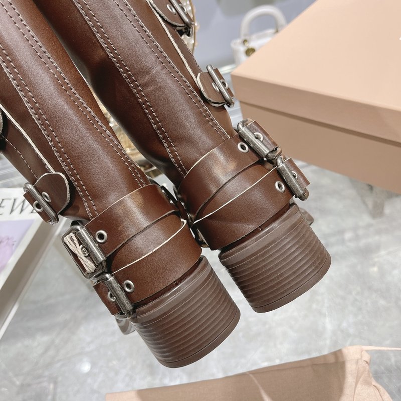 레트로 마블링 소가죽 하이 부츠 001-213668
