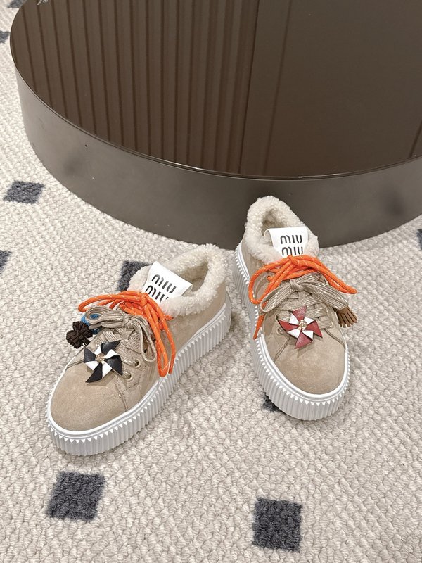 MIUMIU 리얼 퍼 스웨이드 플랫폼 슈즈 001-213774