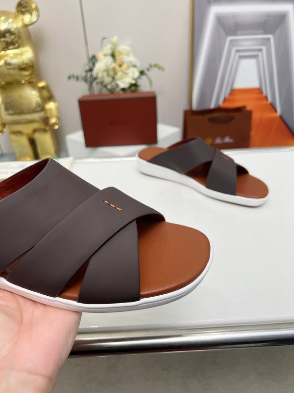 로로피아나 수입 실크 송아지 가죽 수제 샌들 001-213957