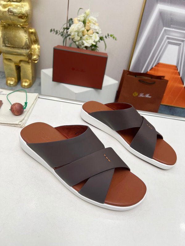 로로피아나 수입 실크 송아지 가죽 수제 샌들 001-213957