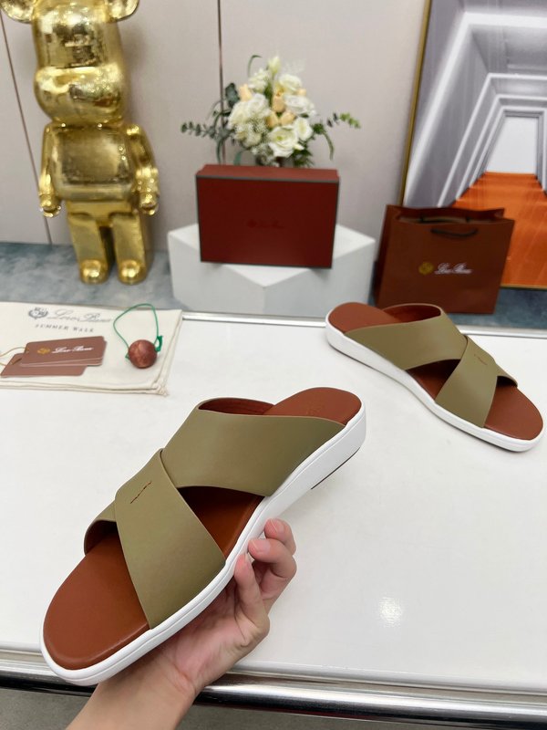 로로피아나 수입 실크 송아지 가죽 수제 샌들 001-213965