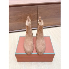 심플 빈티지 사이드 지퍼 플랫 앵클부츠 001-213981