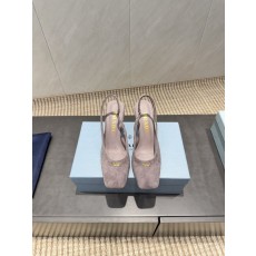 프라다 스퀘어 토 하이힐 백리스 펌프스 001-214343